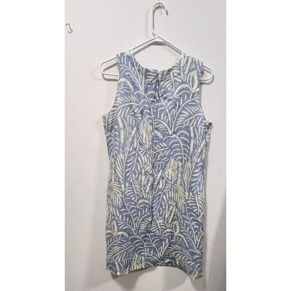 Island Company Classic 100% Linen Shift Dress Palm Leaf Print XL Summer VACATION - Picture 1 of 4